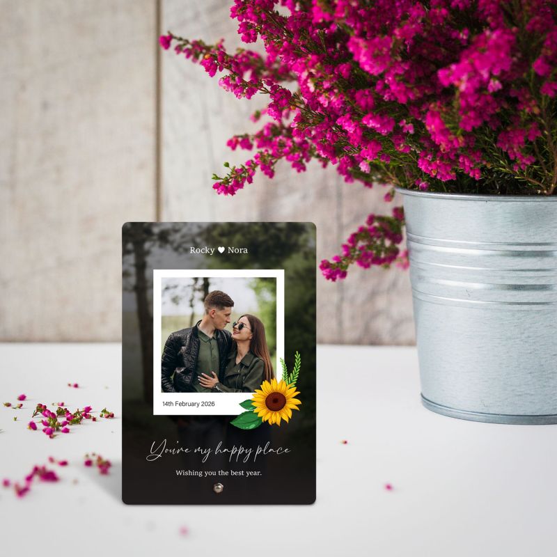 Personalized Couple Photo Frame Plaque with Stand, Custom Photo Names and Date, Valentines Day Gift For Husband Wife, Girlfriend Boyfriend